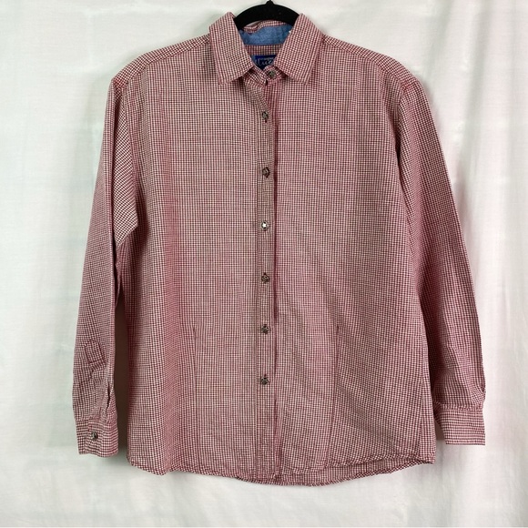 Vintage Wrangler Blues Red White Check Plaid Star Button Up Long Sleeve Shirt Sm - Picture 1 of 7